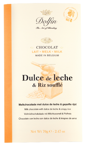 Dolfin Vollmilchschokolade Dulce de Leche und Puffreis